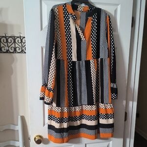 Black and White Casual V-neck Sundress